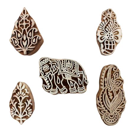 Set of 5 Piece New Mix Wooden Printing Blocks